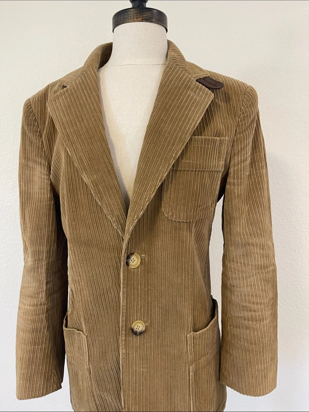 RED Valentino Corduroy Jacket in Khaki Brown 2 Button Elbow Patches Mens 44